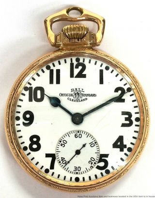 Vintage Art Deco Hamilton Ball Mens 21 Jewel Mens Railroad Grade Pocket Watch