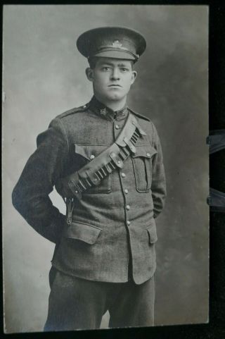 Ww1 Canadian Cef At Ease Soldier Portrait Postcard.