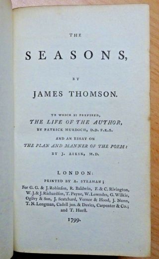1799 The Seasons WITH EXQUISITE FORE - EDGE PAINTING Binding THOMSON Antique Book 7