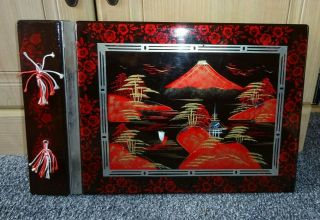 Vintage Japanese Photo Album Red/black Lacquer Musical