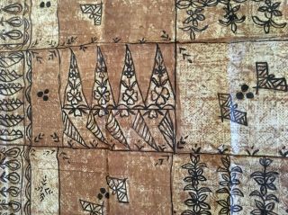 Antique vintage Pacific Islands Samoan tapa bark cloth hand painted design 5