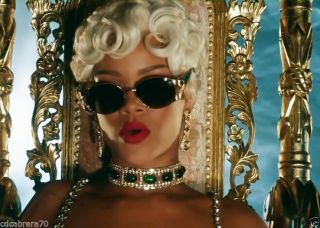 GIANNI VERSACE black Mod S64 Col 49L sunglasses as seen on Rihanna 2