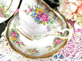 ROYAL ALBERT tea cup and saucer avon shape floral rose pattern teacup wide set 5