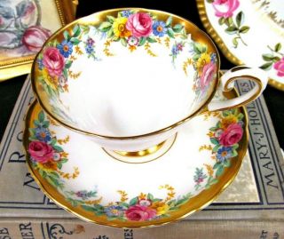 Tuscan Tea Cup And Saucer Garland Teacup Set Roses Cup & Saucer Thick Gold