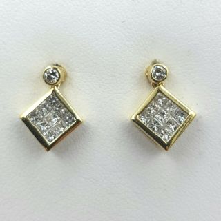 Art Deco 18 K Yellow Gold Diamond Earrings