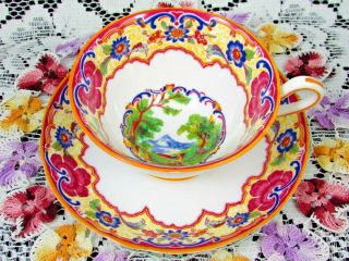 Ye Old English Grosvenor Bird Floral Van Dyke Pattern Tea Cup & Saucer