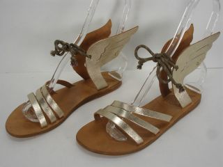 Ancient Greek Sandals Ikaria Wing Platinum Leather Sandals Women 