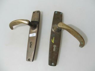 Vintage Bronze Lever Door Handles Antique Old Brass Art Deco Mid Century 5