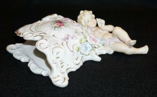 French Vintage Porcelain Or Bisque Cherub Adorned Hanging Wall Decorative Piece 3