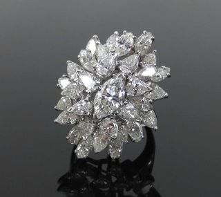 Vintage 6.  0ct Fancy Shape Diamond & Platinum Cluster Ballerina Ring