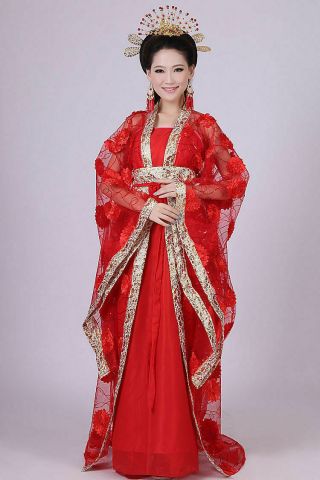 Red Elegant Chinese Ancient Traditional Infanta Dramaturgic Costume Robe Dress