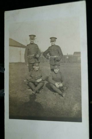 Ww1 Canadian Cef Souvenir Paper Four Soldiers Postcard