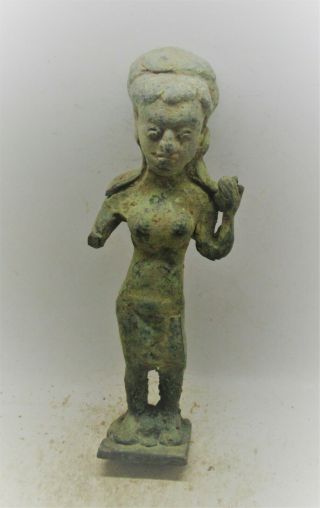 Ancient Sasanian Bronze Statuette Female Figure Circa 500ad Rare