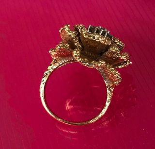 Solid 18K Gold & Diamond Intricately designed Flower Petal Motif Ring 5
