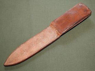 US Army USMC Marine WW2 FIGHTING KNIFE DAGGER FINK LEATHER SCABBARD Vtg Sheath 5