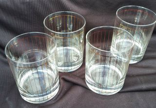 CULVER Mid Century Barware Glasses Hollywood Regency w Gold whiskey low ball 2