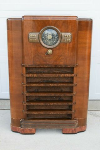 1940 Antique Vtg Art Deco Pre - Wwii Zenith 10s464 Am/shortwave Console Radio 1005