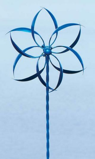 Ancient Graffiti Kinetic Dual Feather Spinner,  Blue,  62 " H