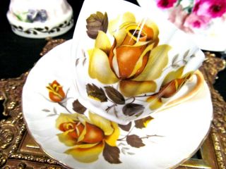 Shelley Tea Cup And Saucer Ludlow Shape Yellow Rose Teacup Pattern