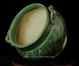 China Old Hand - made Green Glaze Porcelain Hand Painted Lotus Incense Burner B02 5
