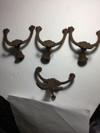 3 Double Coat Hall Seat Hooks Hangers Antique - Style Rustic Cast Iron Hat