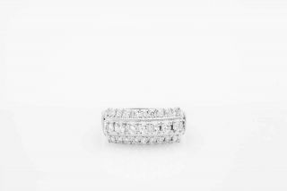 Antique 1930s 3 Row $5000 1ct Vs G Diamond Platinum Filigree Wedding Band Ring