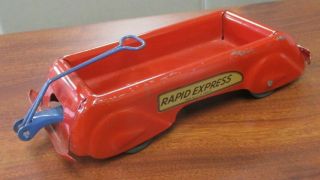 Vintage Marx Rapid Express Pressed Steel Miniature Toy Wagon