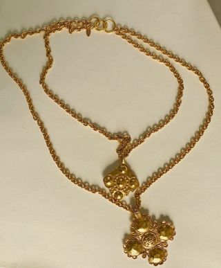 Vtg 80s Chanel Season 23 / 2 Medallion Necklace Victorie De Castellane