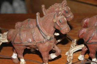 Vintage Cast Iron Horses - (set Of Two) Plus Connecting Metal T With