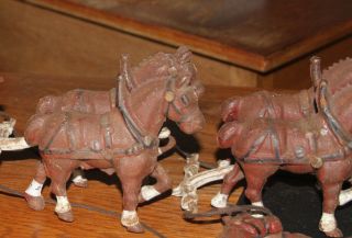 Vintage Cast Iron horses - (SET of Two) plus connecting metal T with 3