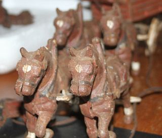 Vintage Cast Iron horses - (SET of Two) plus connecting metal T with 5