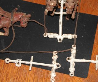 Vintage Cast Iron horses - (SET of Two) plus connecting metal T with 6