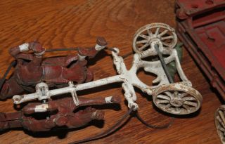 Vintage Cast Iron horses - (SET of Two) plus connecting metal T with 7