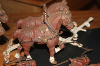 Vintage Cast Iron horses - (SET of Two) plus connecting metal T with 8