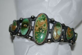 Vintage - Old Southwest - Turquoise - Cuff Bracelet - 7 Stones -