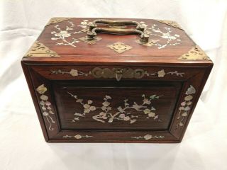 Antique Chinese Bone And Bamboo Mahjong Set With Inlaid Box