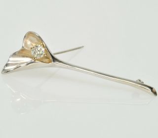 Tiffany & Co.  Sterling Silver Ginko Nature Leaf 1/2Ct Diamond Pin Brooch 2