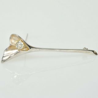 Tiffany & Co.  Sterling Silver Ginko Nature Leaf 1/2Ct Diamond Pin Brooch 7