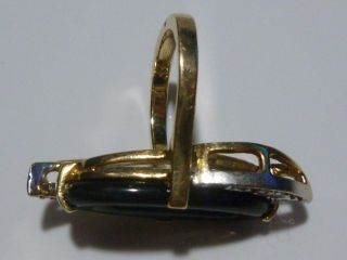 RETRO DECO 14K YELLOW GOLD DIAMOND & DONUT ONYX WOMENS SHIELD RING RING SZ 6.  25 4