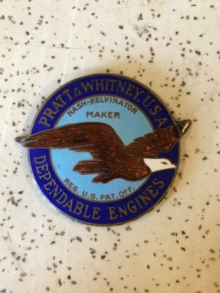 Vintage Wwii Pratt & Whitney Eagle Engine Badge On A P&w Wasp Piston Engine
