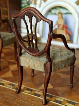 Antique Vintage Dollhouse Miniature Artisan Federal Sofa & 2 Shield Chairs 1:12 12