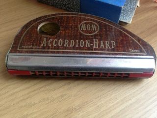 Harmonica Saxony Accordian - Harp Vintage Very Rare Wood Bakelite Mgm
