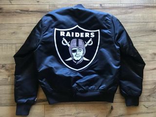 Vintage Starter Pro Line Mens M Oakland Raiders Satin Bomber Varsity Jacket