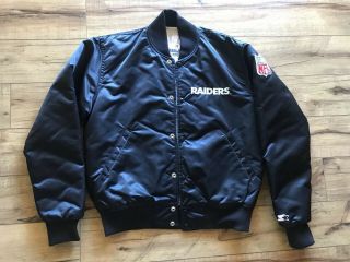 Vintage Starter Pro Line Mens M Oakland Raiders Satin Bomber Varsity Jacket 2