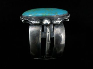 Antique Navajo Bracelet - Huge Sterling Silver and Kingman Turquoise 3