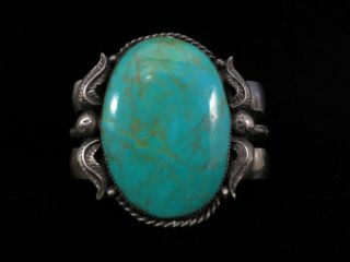 Antique Navajo Bracelet - Huge Sterling Silver and Kingman Turquoise 5