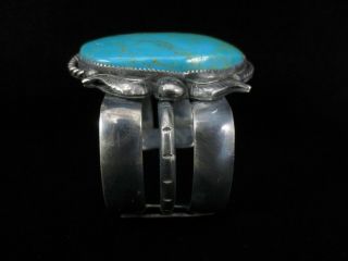 Antique Navajo Bracelet - Huge Sterling Silver and Kingman Turquoise 6