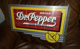 Rare Vintage Dr Pepper Good For Life (21 " X14 ") Metal Flangue Double Sided Sign