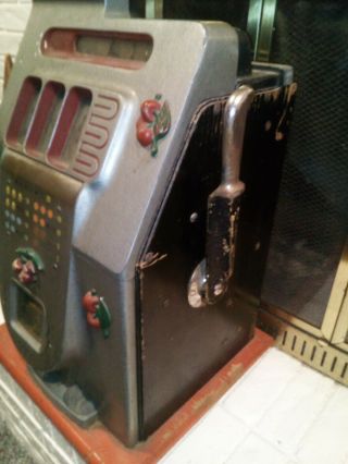 Antique Mills 25 cent Black Cherry Slot Machine Repair or Parts 4