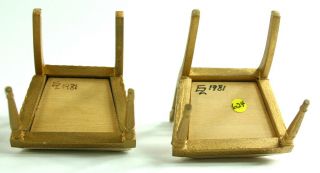 Vintage Signed Artist Made Set of 4 Miniature Dollhouse 1:12 Gold Chairs, 4